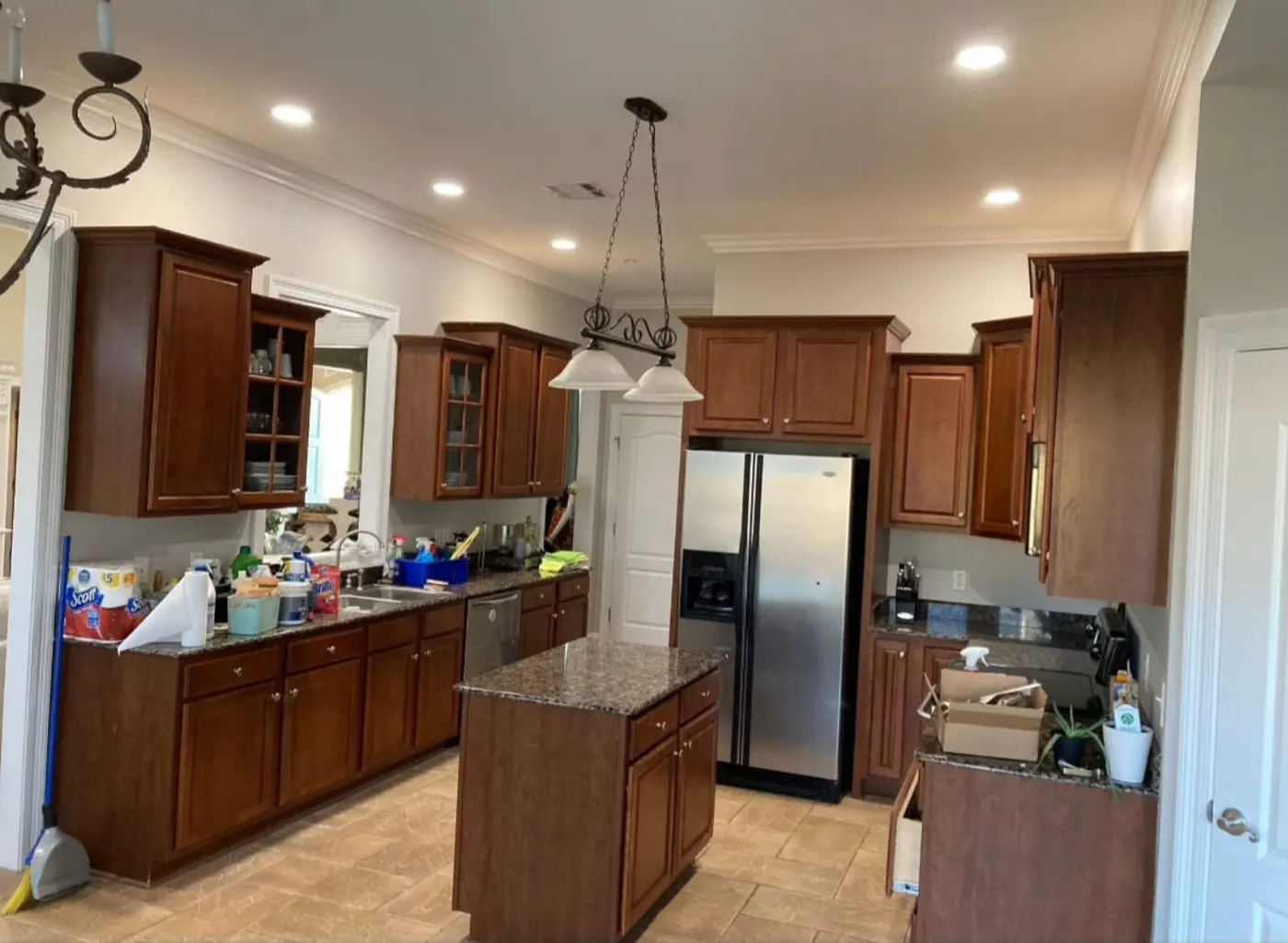 Kitchen with new recessed lighting and ceiling fixtures in Houma Louisiana